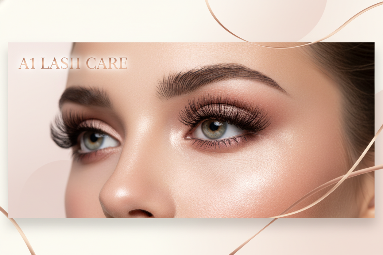 generate a support lady jumbotron banner for luxury eyelash care company called a1 lash care